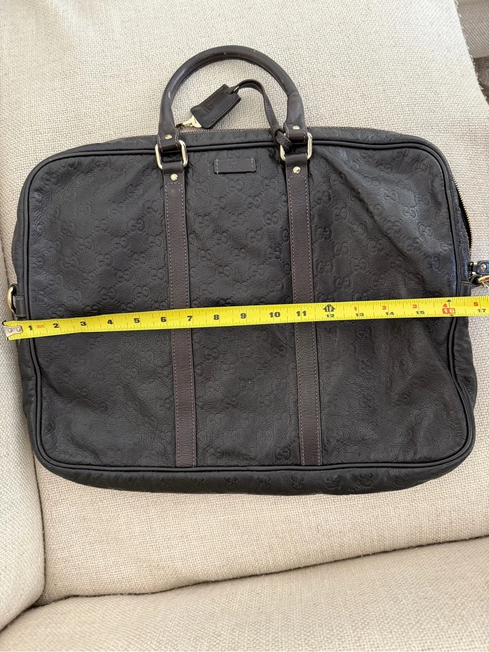 GUCCI Leather Briefcase in Dark Brown